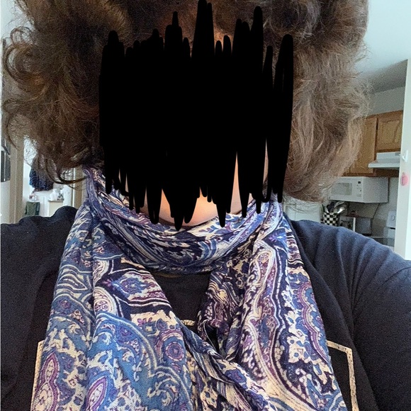 Isaac Mizrahi Live! purple and blue pattern scarf - Picture 6 of 6